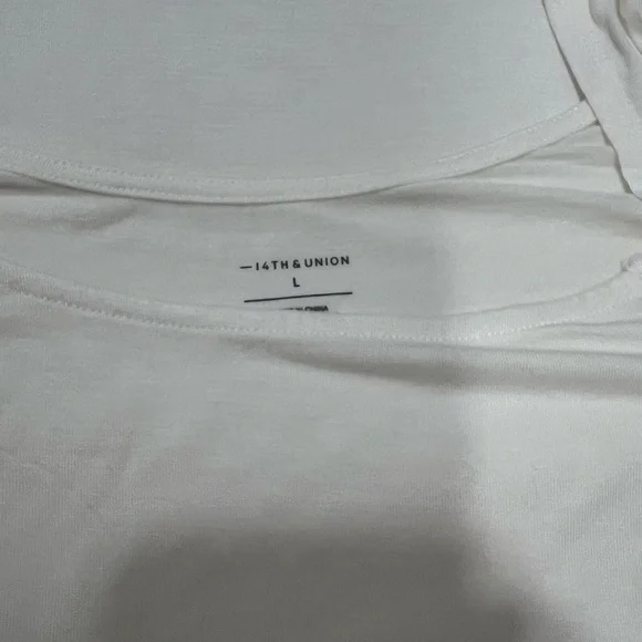 14th & Union Nordstrom white tank top with shoulder details size L - Picture 8 of 10